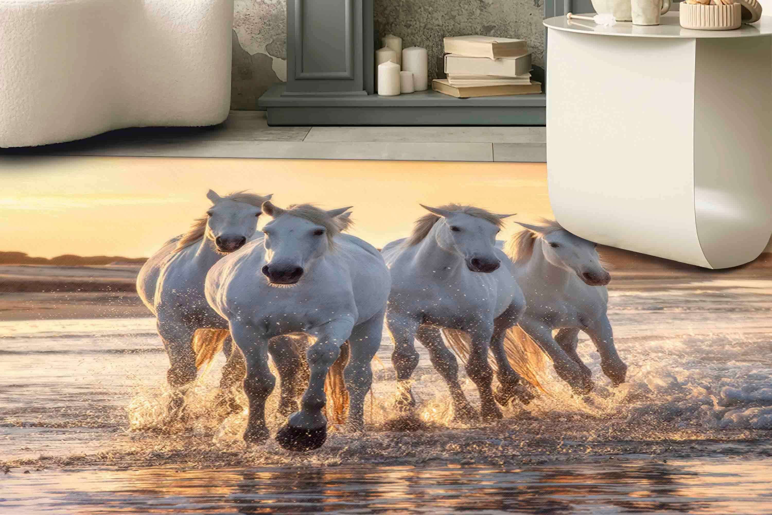 Runner Rugs, Area Rug, Horses on the Beach Rug, Gift Rug, Animal Rug