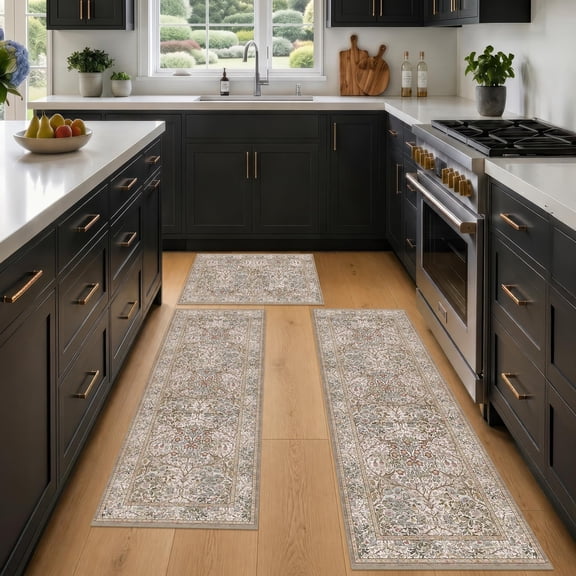 Runner Rugs Forest - Moss 20"x32"+20"x48"+20"x59" 3-Piece Set for Kitchen Sink Laundry Room Home Decor