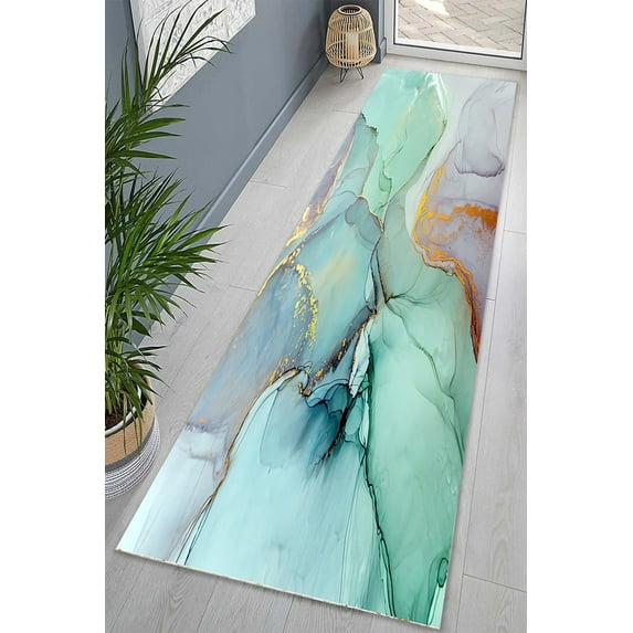 Runner Rugs, Modern Rugs, Decorative Rug, Gold Rug, Wedding Rug, Marble Rug, Large Rug, Colorful Marble Rugs, Rugs, Accent Rugs, Home Decor, 3.3'x9.2' - 100x280 cm