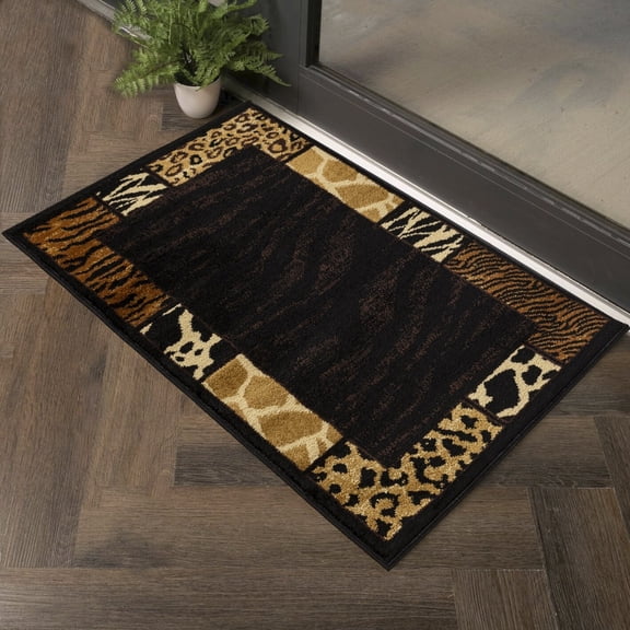 Runner Rugs, Tribes GC_YLS4013 Black 2 ft. x 3 ft. Animal Print Area Rug, Black Multi Area Rugs,Polypropylene Kitchen Rugs, Household Supplies & Décor Rugs