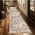 thumbnail image 1 of Runner Rugs for Hallway, 2x10 Washable Soft Non Slip Floor Rugs for Kitchen, Modern Mat for Living Room Bedroom Entryway Dark Plum&Peach, 1 of 8