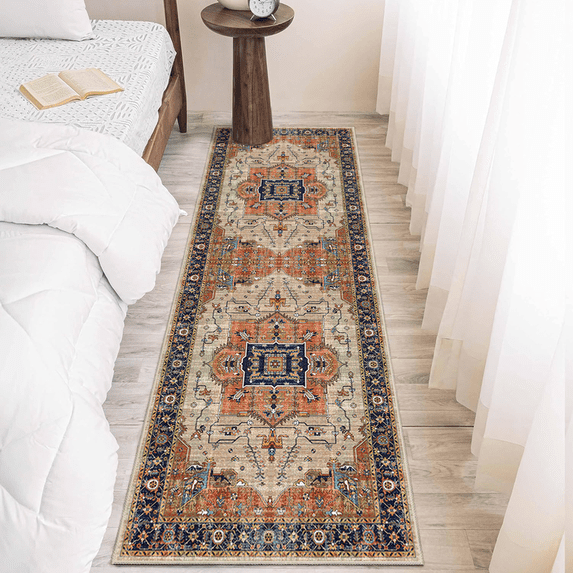 Runner Rugs for Hallway, 2x6 Washable Soft Non Slip Floor Rugs for Kitchen, Modern Mat for Living Room Bedroom Entryway Beige & Brick