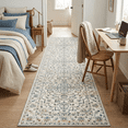 thumbnail image 1 of Runner Rugs for Hallway, 2x8 Washable Soft Non Slip Floor Rugs for Kitchen, Modern Mat for Living Room Bedroom Entryway White & Blue, 1 of 7