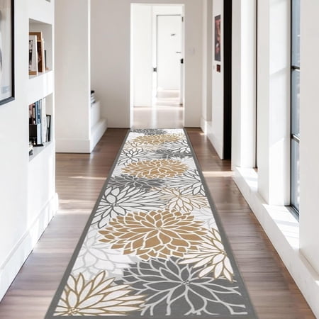 RUNNER RUGS FOR HALLWAY, YAMAZIOT 2’X10′ LAUNDRY ROOM RUG, WASHABLE NON SLIP KITCHEN MAT, BATHROOM FLOOR CARPET, BEIGE