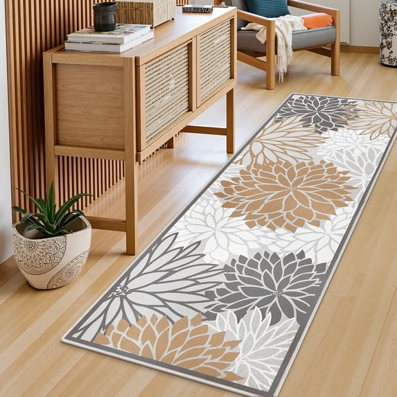 Runner Rugs for Hallway, Yamaziot 2'x6' Laundry Room Rug Mat, Washable Non Slip Kitchen Rugs and Runners, Bathroom Floor Carpet, Beige