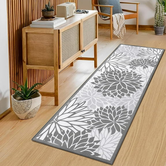 Runner Rugs for Hallway, Yamaziot 2'x6' Laundry Room Rug Mat, Washable Non Slip Kitchen Rugs and Runners, Bathroom Floor Carpet, Gray
