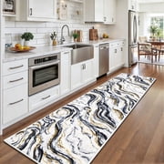 Runner Rugs for Hallway, Yamaziot 2'x8' Abstract Runner Rug, Washable Non Slip Blue Modern Bedroom Carpet Accent Rug Kitchen Runner Laundry Room Mat