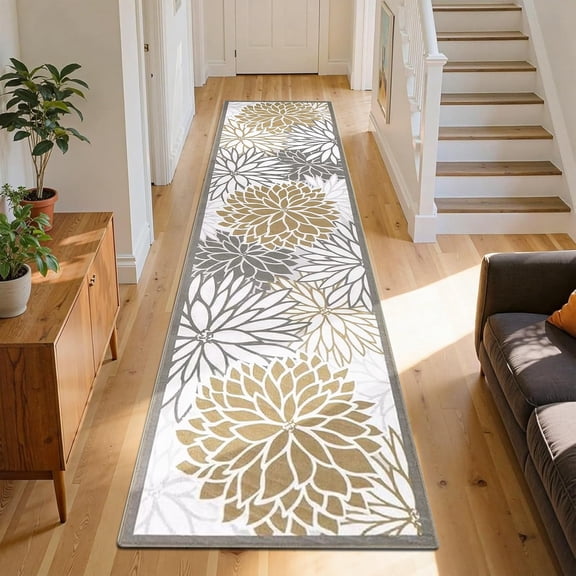 Runner Rugs for Hallway, Yamaziot 2'x8' Laundry Room Rug, Washable Non Slip Kitchen Mat, Bathroom Floor Carpet, Beige