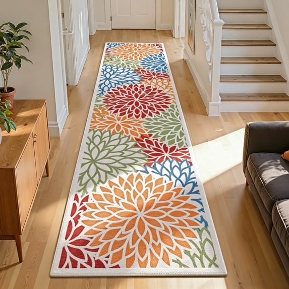 Runner Rugs for Hallway, Yamaziot 2'x8' Laundry Room Rug, Washable Non Slip Kitchen Runner, Colorful