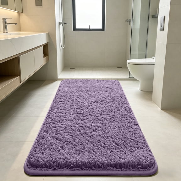 Runner Shaggy Rug Extra Thick Fluffy Foot Mat, Non-Slip Latex Backing Soft High Pile Absorbent Carpet for Bathroom Laundry Room