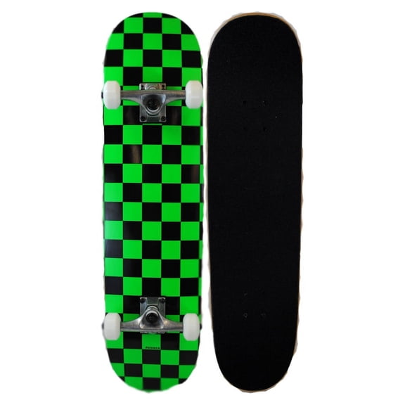 Runner Sports Complete Full Size Maple Checkerboard Deck Skateboard - Green