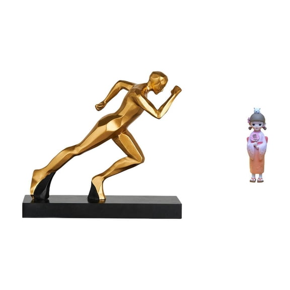 Runner Statue Geisha Doll Resin Sculpture Decorative Collectible Ornament for Living Room Bedroom Office Tabletop