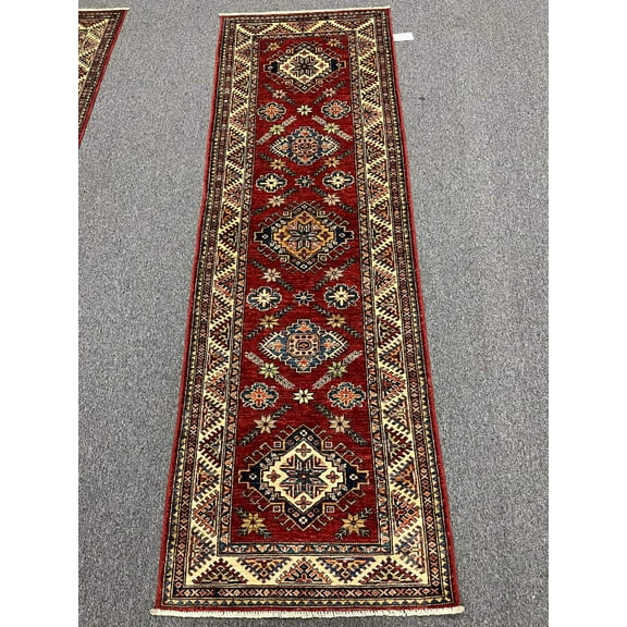 Runner Super Kazak Red 2' 10"X9' Handmade Wool Rug # 14261