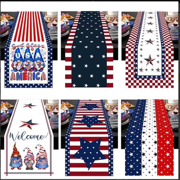 Runner Table, Holiday Table Decorations, 72X13 In, Red White Blue, Star Decorations for Party, Fourth of July Decorations, American Flag, Party Decoration, 1 Pc