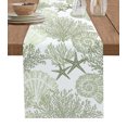 thumbnail image 1 of Runner Table r Table Dinner Home Tablecloth r Wedding Linen Cotton Runner Table Shells Coral Ocean Green Sage, 1 of 5