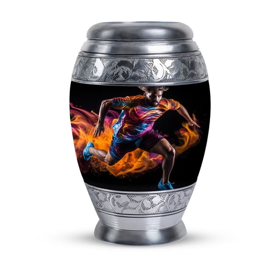 Runner Urn For Ashes - Cremation Urn For Human Ashes - Unique Athletic Memorial Urn, Metal Urn - 10 Inch - Large Human Cremation Urn - Ashes Urns Human Remains - Large Urns For Human Ashes