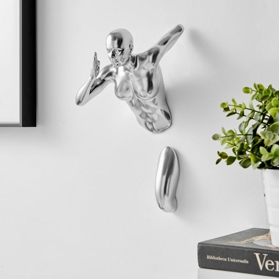 Runner Woman 13" Wall Sculpture // Chrome