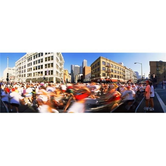 Runners Competing in Bay Bridge Run San Francisco California USA Poster Print