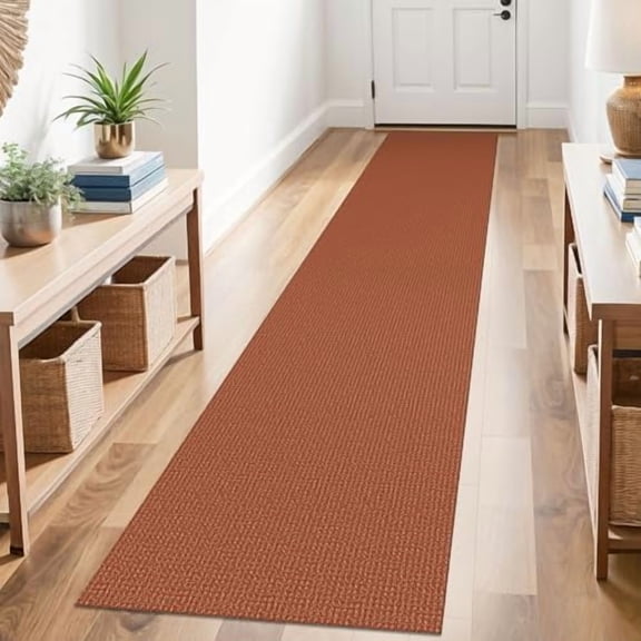 Runners for Hallways 2x10 ft Washable Kitchen Runner Non Slip Rubber Backed Hallway Rugs Cotton Entryway Runner Rug Floor Carpet for Indoor Hall, Backdoor, Kitchen, Orange/Tan