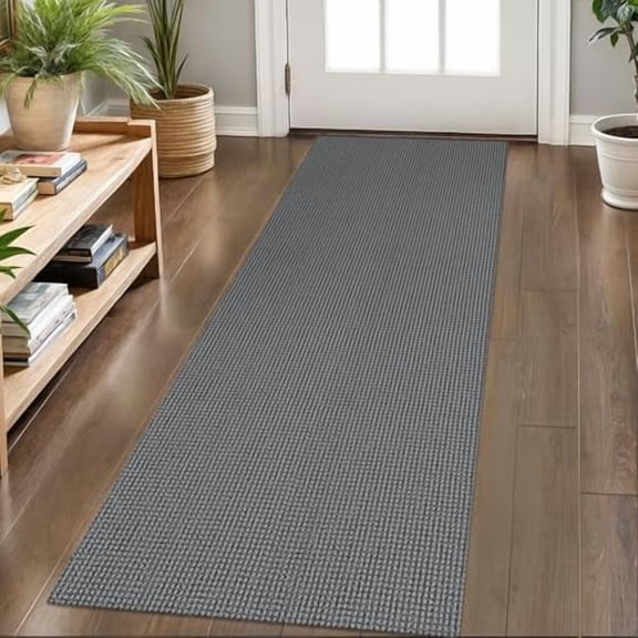 Runners for Hallways 2x6 ft Washable Kitchen Runner Non Slip Rubber Backed Hall Runners Cotton Entryway Runner Rugs Floor Carpet for Indoor Backdoor Bedroom Kitchen, Grey/Dark Grey