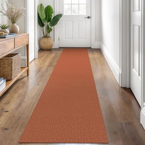 Runners for Hallways 2x8 ft Washable Kitchen Runner Non Slip Rubber Backed Hall Runners Cotton Entryway Runner Rugs Floor Carpet for Indoor Backdoor Bedroom Kitchen, Orange/Tan