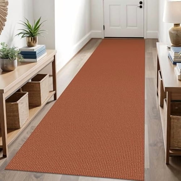 Runners for Hallways 3x10 ft Washable Kitchen Runner Non Slip Rubber Backed Hallway Rugs Cotton Entryway Runner Rug Floor Carpet for Indoor Hall, Backdoor, Kitchen, Orange/Tan