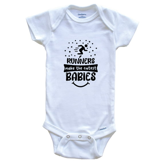 Runners Make the Cutest Babies Funny Runner Baby Bodysuit, 0-3 months white