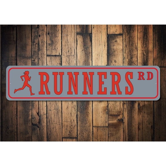 Runners Rd Runners Decor Running Life Running Sign Track Star Decor Running Lovers Gym Sign Cardio - Decorations - Size: 16 x 4 Inches