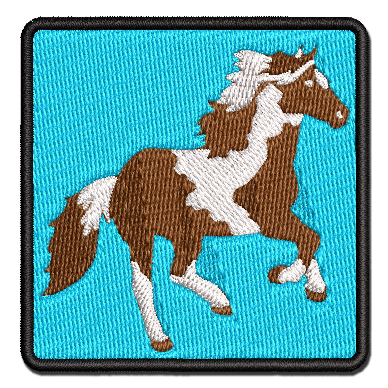 Running American Paint Horse Applique Multi-Color Embroidered Iron-On Patch - 3.5 Inch Large