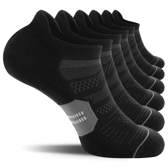 Running Ankle Socks with Cushion, Low Cut Athletic Tab Socks for Men and Women 6 Pack