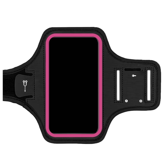 Running Armband Phone Holder, Pink Adjustable Sports Arm Band with Reflective Strip for Running Cycling Hiking