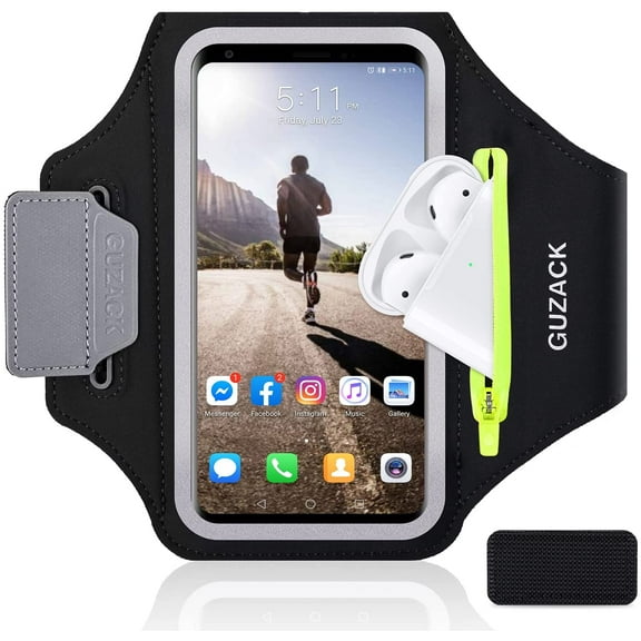 Running Armband for iPhone 17 16 15 14 13 12 Pro Max/Plus/XR/XS, Galaxy S25/S24/S23/S22, with Card Slot & Key Pockets, Sports Arm Bands Cell Phone Holder Fit Up to 6.9 Inches Phone