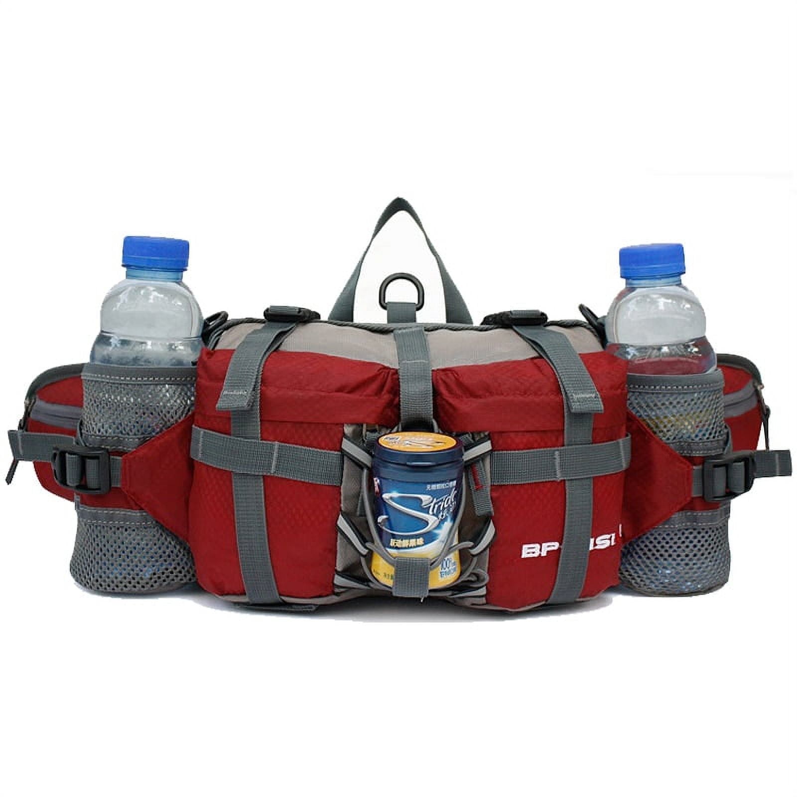 Running Bags for Men Women Outdoor Fanny Pack Waterproof Hiking Camping Biking Waterproof Waist Pack with 2 Water Bottle Holder