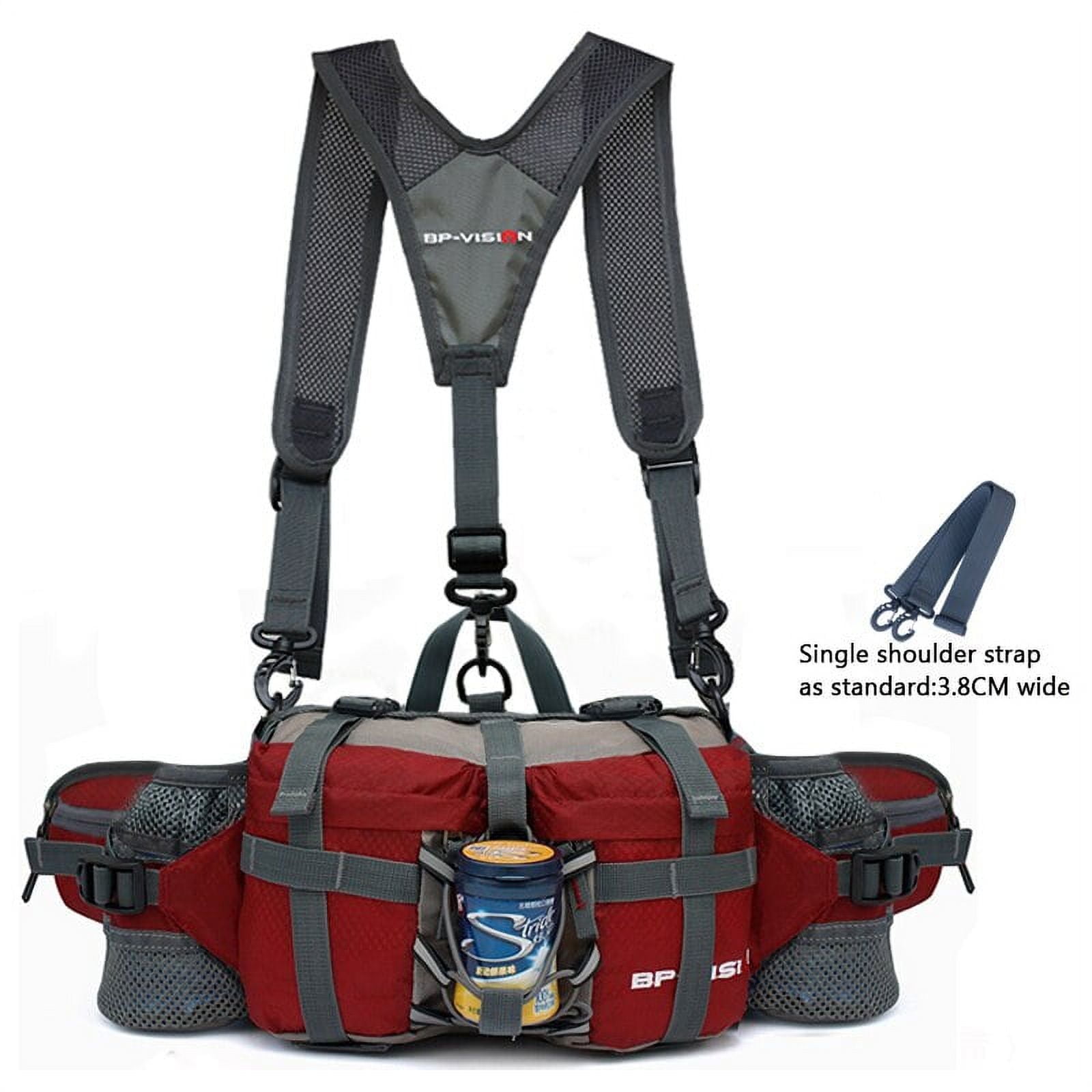 Running Bags for Men Women Outdoor Fanny Pack Waterproof Hiking Camping Biking Waterproof Waist Pack with 2 Water Bottle Holder