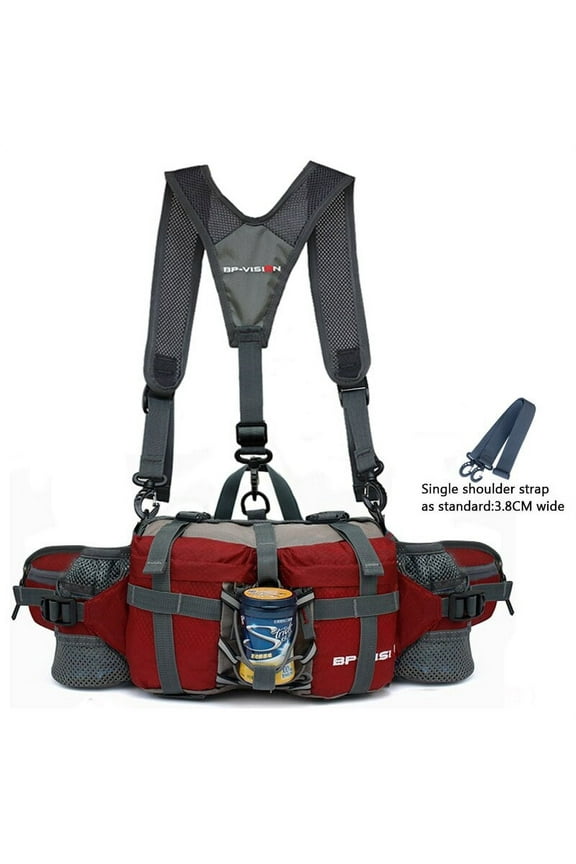 Running Bags for Men Women Outdoor Fanny Pack Waterproof Hiking Camping Biking Waterproof Waist Pack with 2 Water Bottle Holder