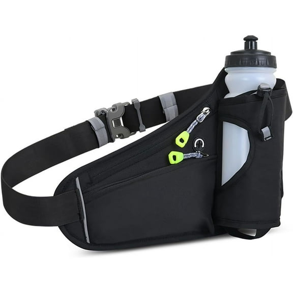 Running Belt Hydration Waist Pack with Water Bottle Holder for Men&Women Outdoor Sports (Black)