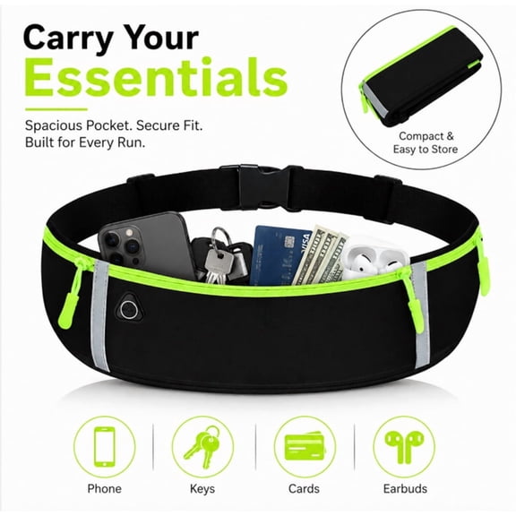 Running Belt Waist Pack, Adjustable Sports Fanny Pack for Phone, Keys and Travel Essentials, TIKA