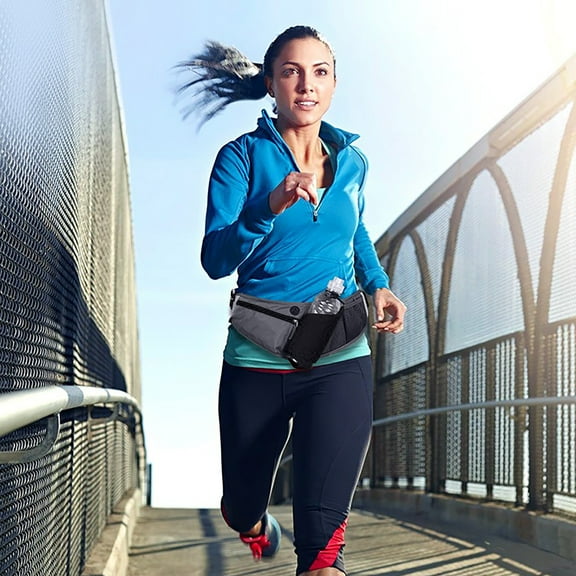 Running Belt with Water Bottles, Pack with Water Bottles for Hiking Climbing Jogging, Zipper Pockets Running Waist Pack Hydration Bag for Men and Women