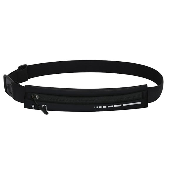 Running Belt for Women & Men – Phone Holder Waist Pack, Adjustable Fanny Pack for Running, Workout, Jogging – No Logo, Expandable, Black with Black Zipper
