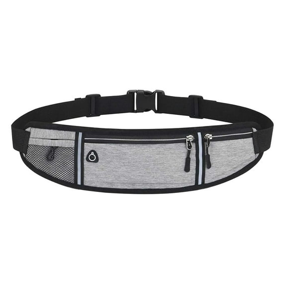 Running Belt for Men and Women, Waterproof Sports Waist Pack with Zipper Pockets, Fanny Pack for Hiking, Climbing, and Outdoor Activities ( Gray )