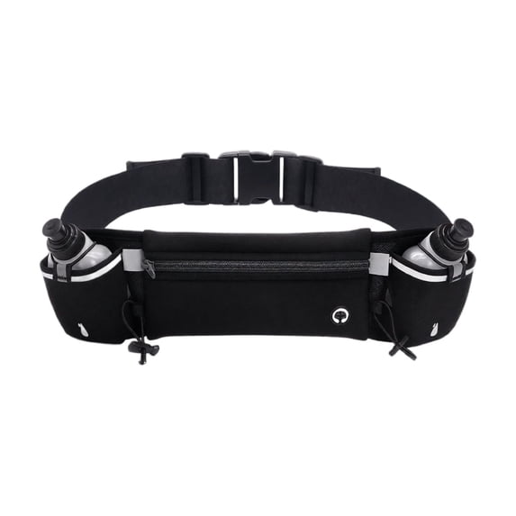 Running Belt with Water Bottle, Hydration Waist Pack for Runners, Fanny Pack with Water Bottle Holder for Gym Hiking Walking, Black