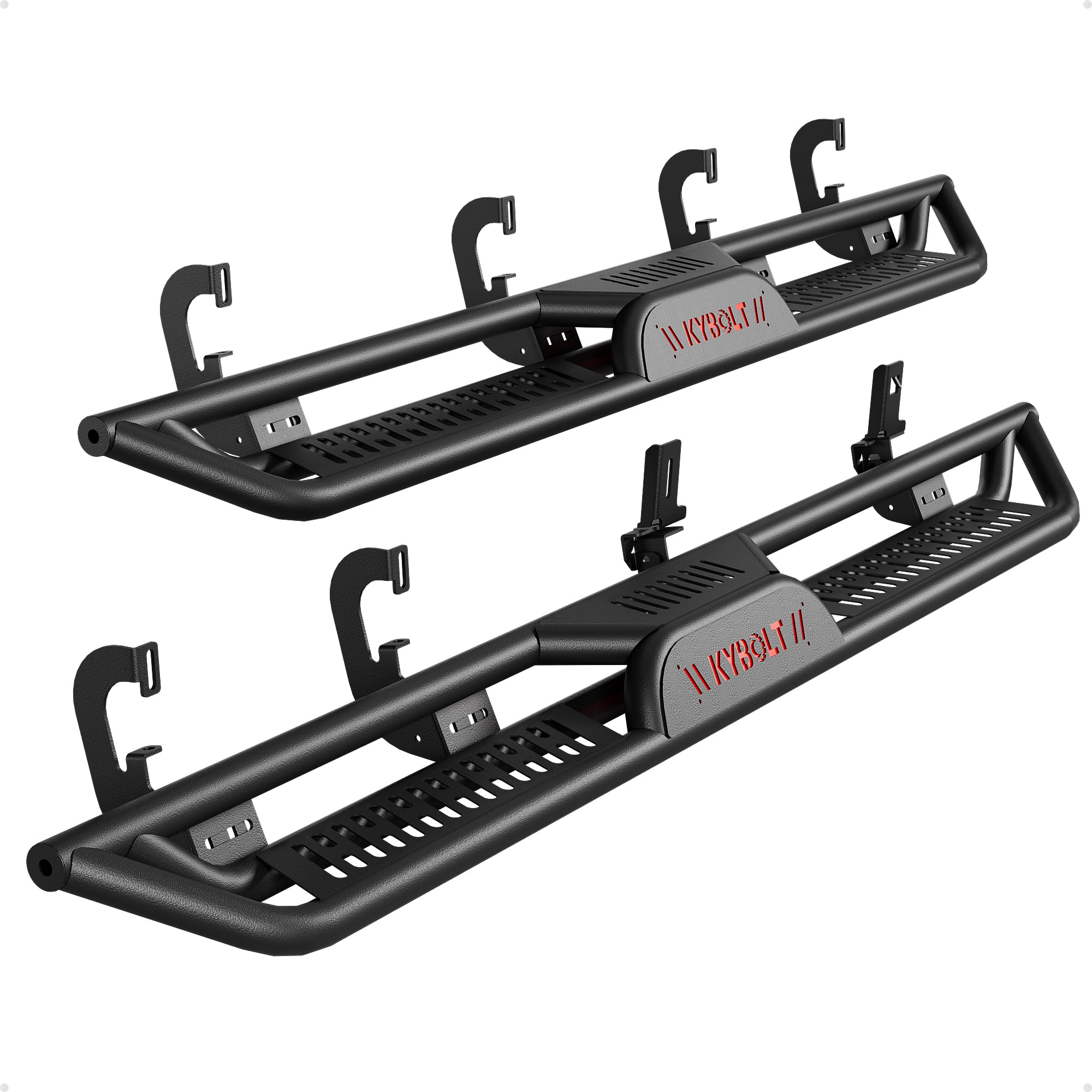 3 Tube & 4 Drop Down Side Steps For Chevy Silverado/GMC Sierra Regular Cab - Textured Black Nerf Bars