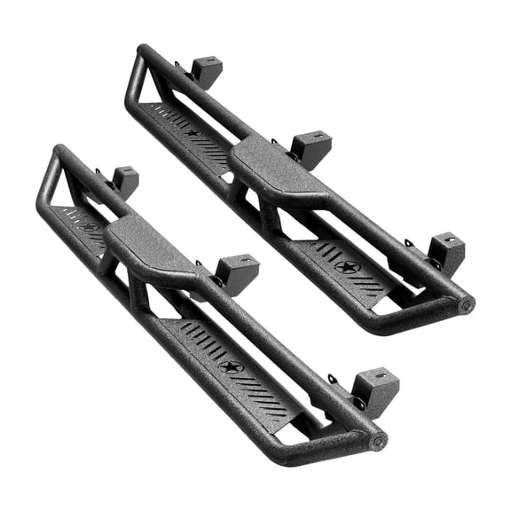 6 Inch Black Carbon Steel Running Boards Side Steps Compatible with 2018-2025 Jeep Wrangler JL 4 Door, Heavy Duty 550 lbs Capacity Non Slip Nerf Bars with Rustproof Coating for Easy Vehicle Access