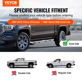 Running Boards,6"Step Bars Compatible with 2007-2018 Chevy Silverado/GMC Sierra 1500 Crew Cab/2019 2500HD 3500HD 1500 LD,201 Stainless Steel Side Steps Nerf Bars,500LBS Capacity,2 Piece