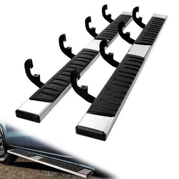 Running Boards 6" Step Bars Compatible with 2019-2023 Chevy Silverado/GMC Sierra 1500 and 2020-2024 Silverado/Sierra 2500/3500HD Crew Cab, 201 Stainless with 500LBS Load Capacity
