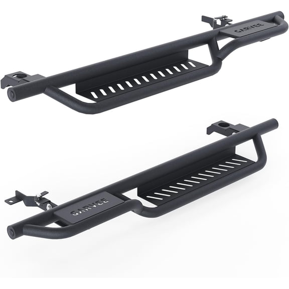Running Boards Compatible with 1997-2006 Wrangler TJ 2 Door, 6" Two-Stair Off-Road Heavy-Duty Side Steps, Black Powder Coated Nerf Bars for Easy Cab & Roof Access