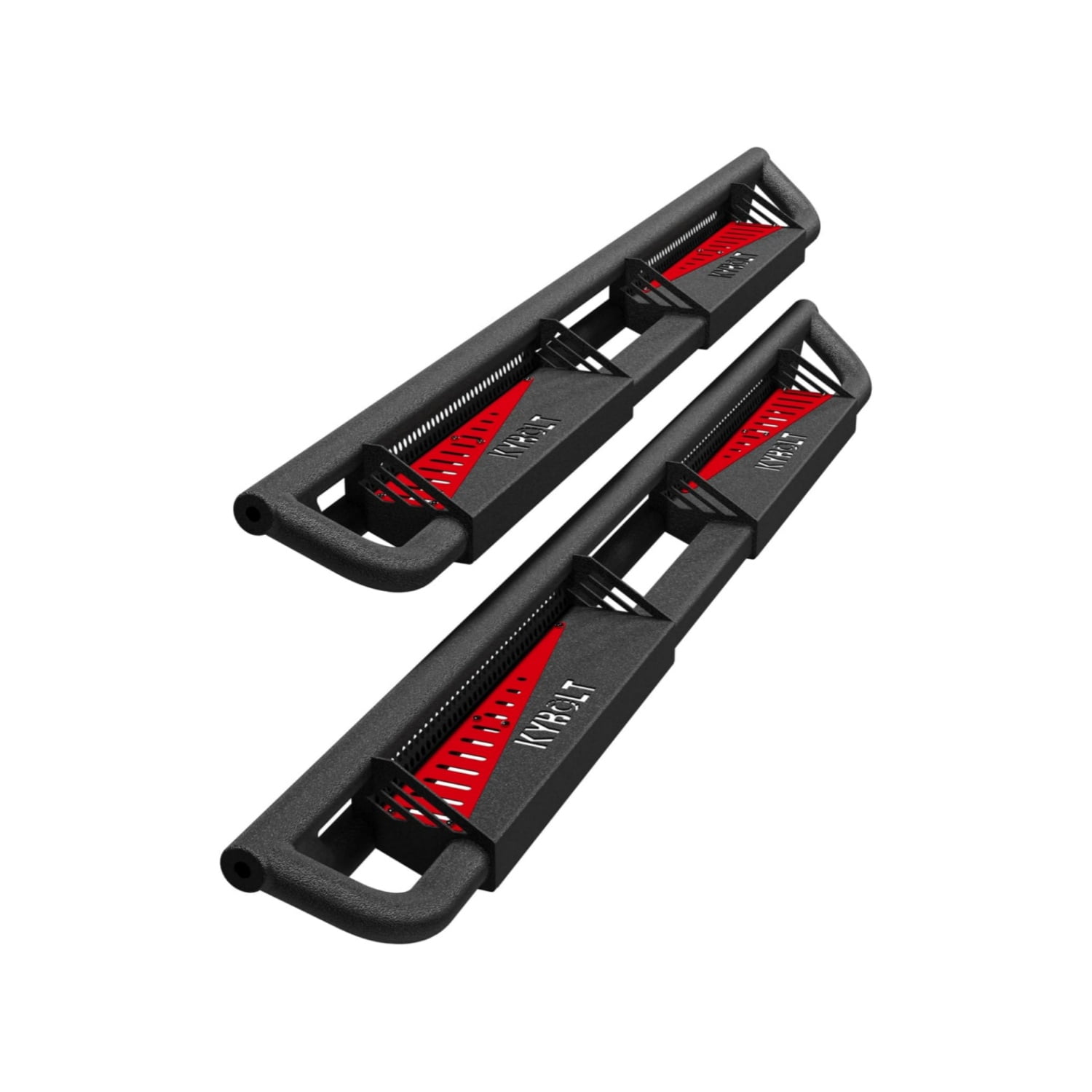 Textured Black Round Pattern Rock Slider Side Steps For 2007-2018 Chevy Silverado/GMC Sierra Crew Cab