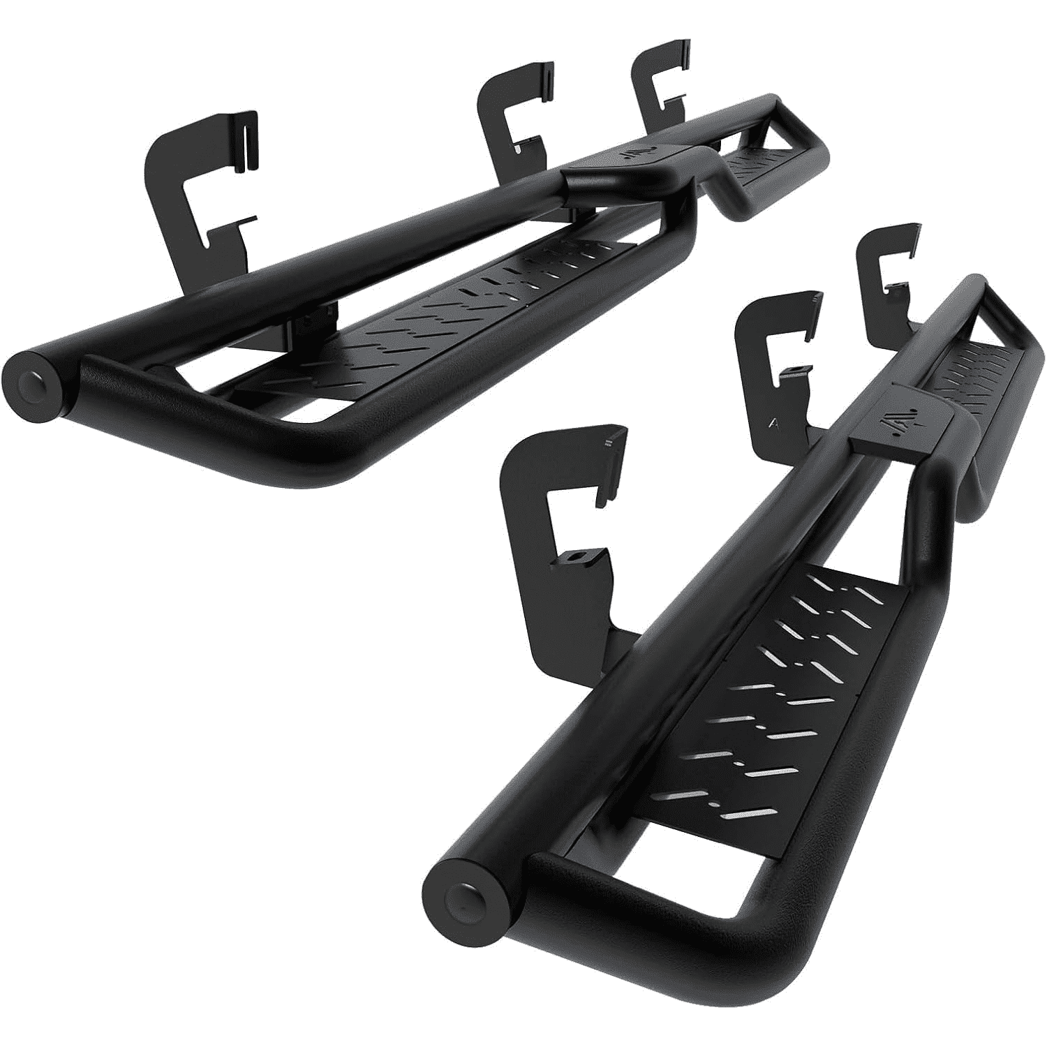 Running Boards Compatible for 2009-2014 Ford F-150 Super Crew Cab (4 Full Size Doors), Two-Stairs Side Step Rails Coated Black Carbon Steel Nerf Bars Drop Step Bar