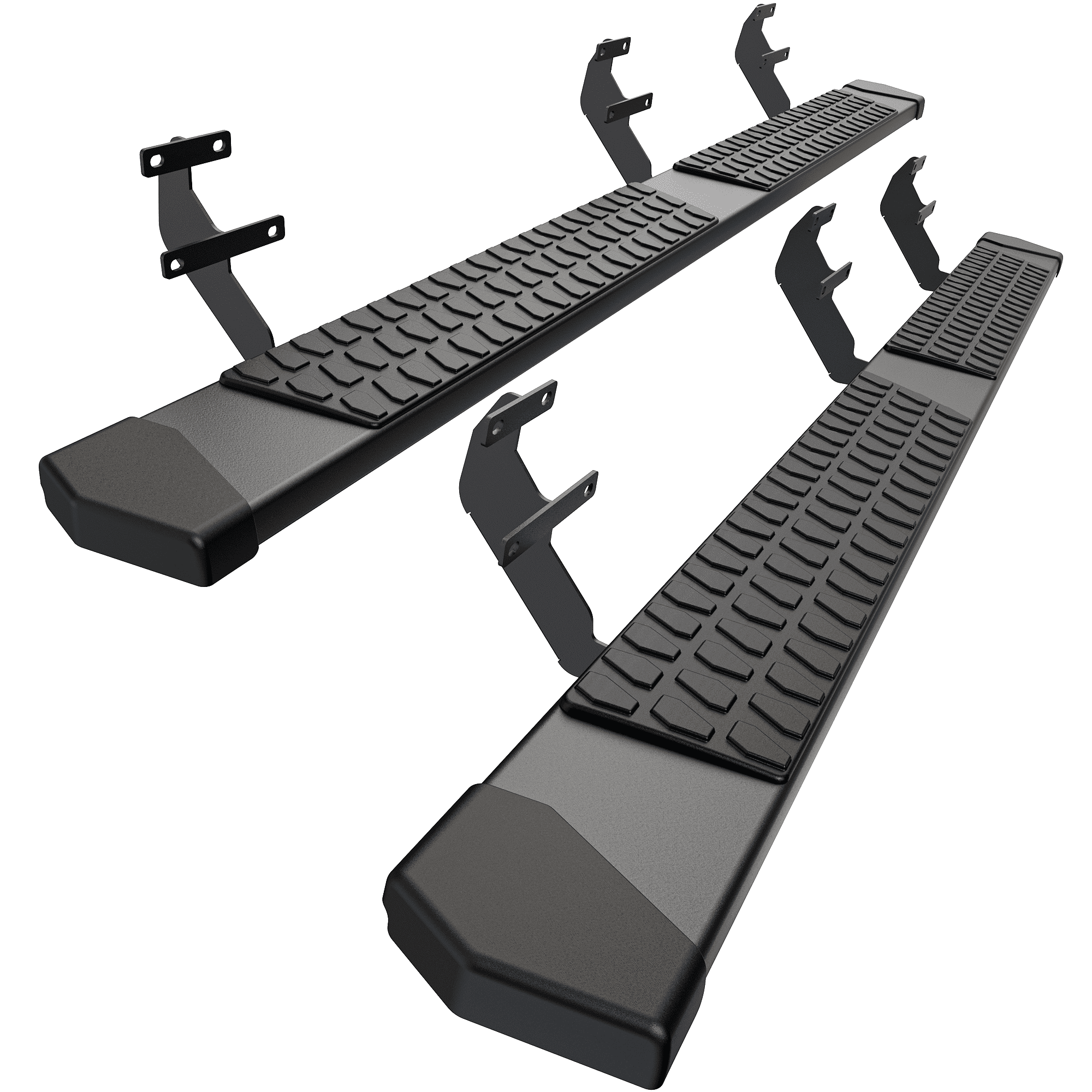 Running Boards Compatible with 2015-2026 Ford F150 F 150, 2017-2025 Ford F250 F350 Super Duty Regular Cab, 6" 2-Stairs Side Step Rails Coated Black Carbon Steel Nerf Bars