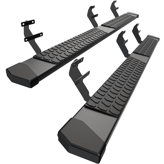 Running Boards Compatible with 2015-2026 Ford F150 F 150, 2017-2025 Ford F250 F350 Super Duty Regular Cab, 6" 2-Stairs Side Step Rails Coated Black Carbon Steel Nerf Bars